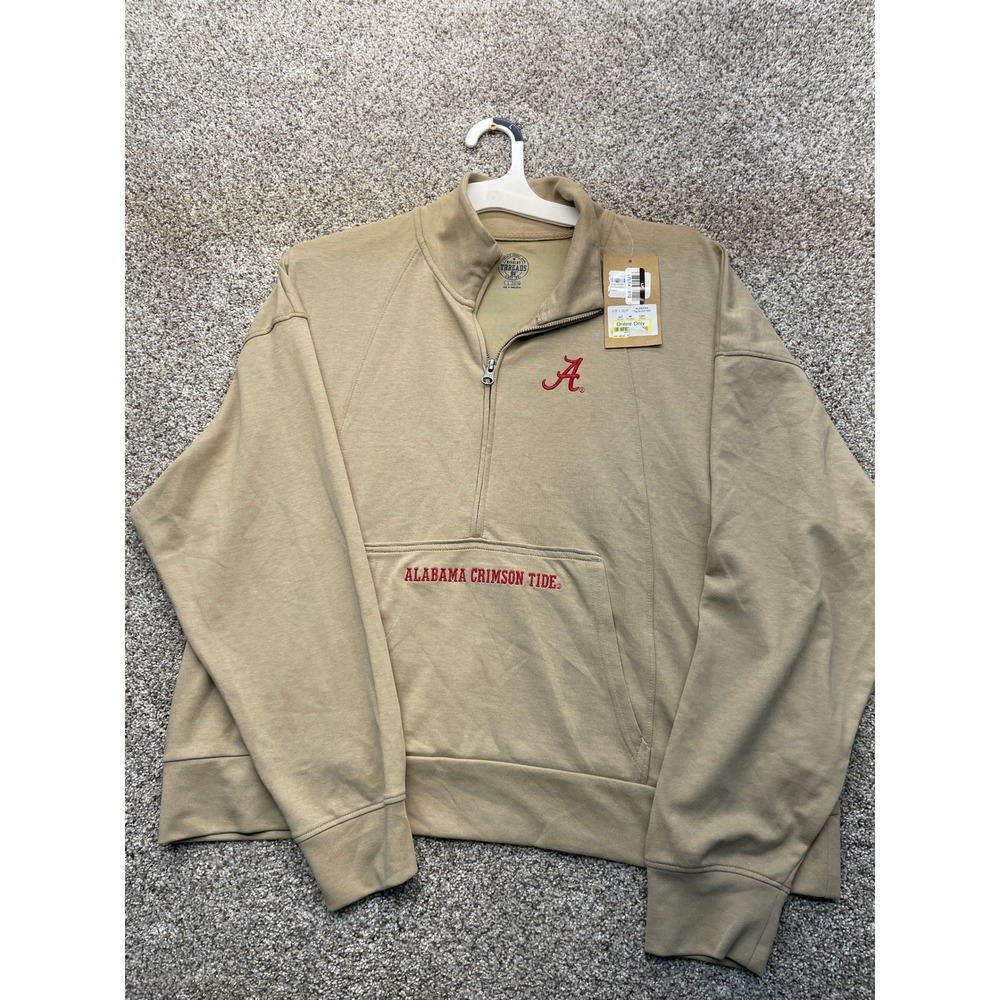 Rivalry Threads Alabama Crimson Tide Quarter Zip Pullover Kids L 12-14 Tan NEW